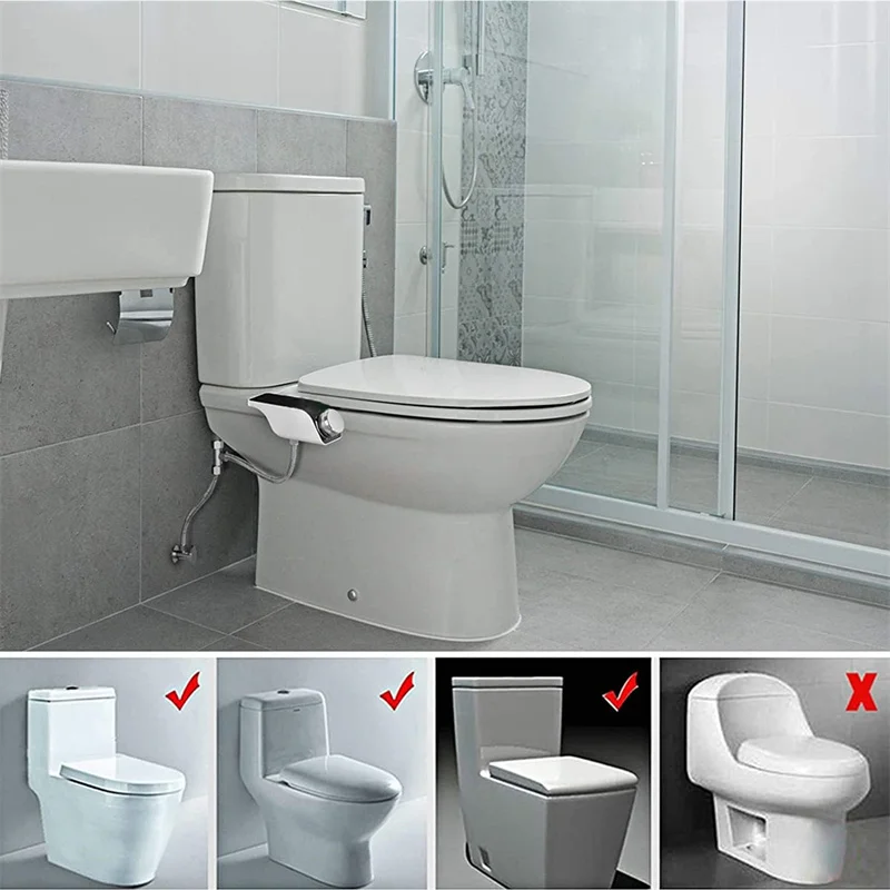 Toilet Bidet Bathroom Intelligent Non‑Electric Cold Hot Water Toilet Bidet Sprayer Set With Double Nozzle