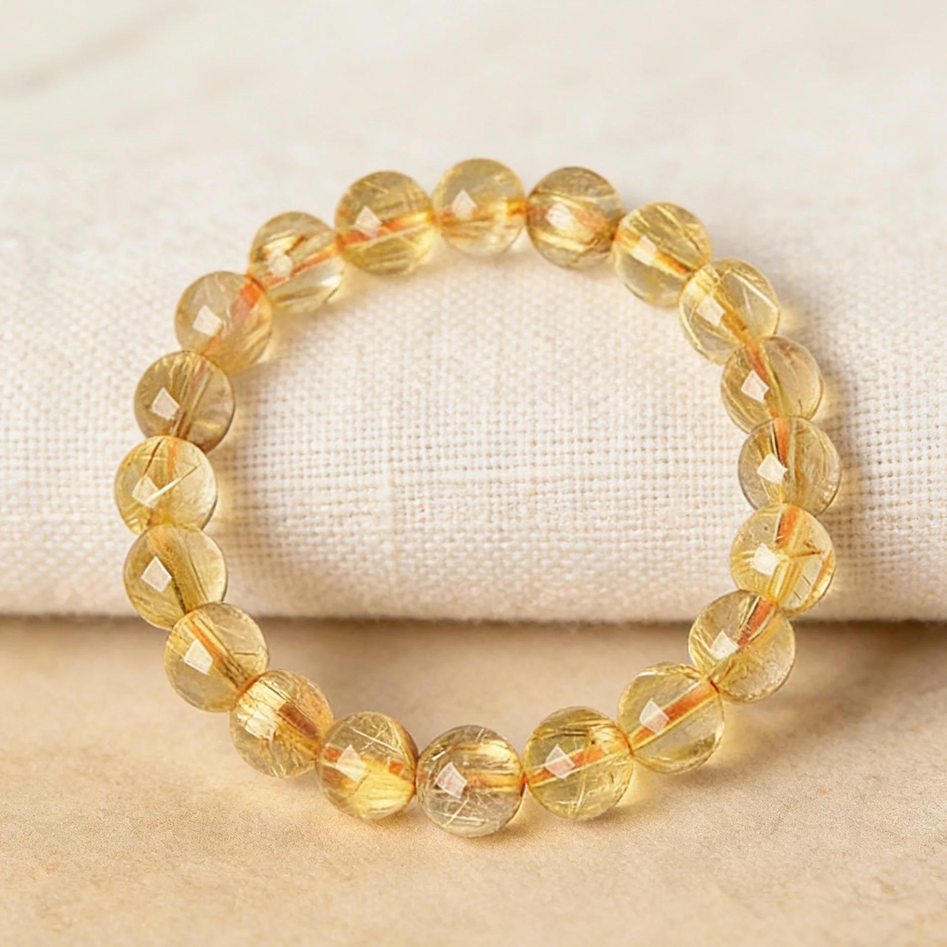 

Wealth Protection Fine Jewelry: Natural Golden Hair Crystal Bracelet, Gold Thread Crystal Energy Stone, Perfect Gift for Her