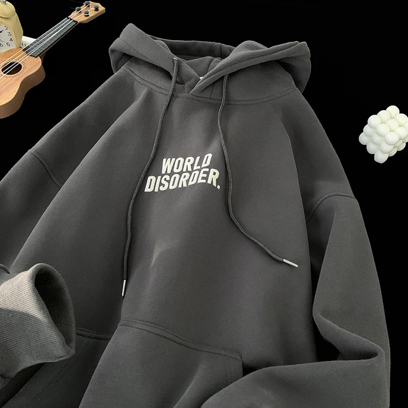 

Grey Hoodie Men's Spring Autumn Loose Long Sleeve Youth Casual Wear Comfortable Heavyweight Hooded Jacket for Teen Boys
