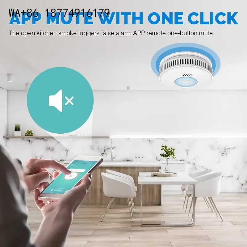 wmwmnu Home Security System 85DB Siren Fire Protection EN14604 Certified WiFi Smoke Detector Sensor Fire Alarm