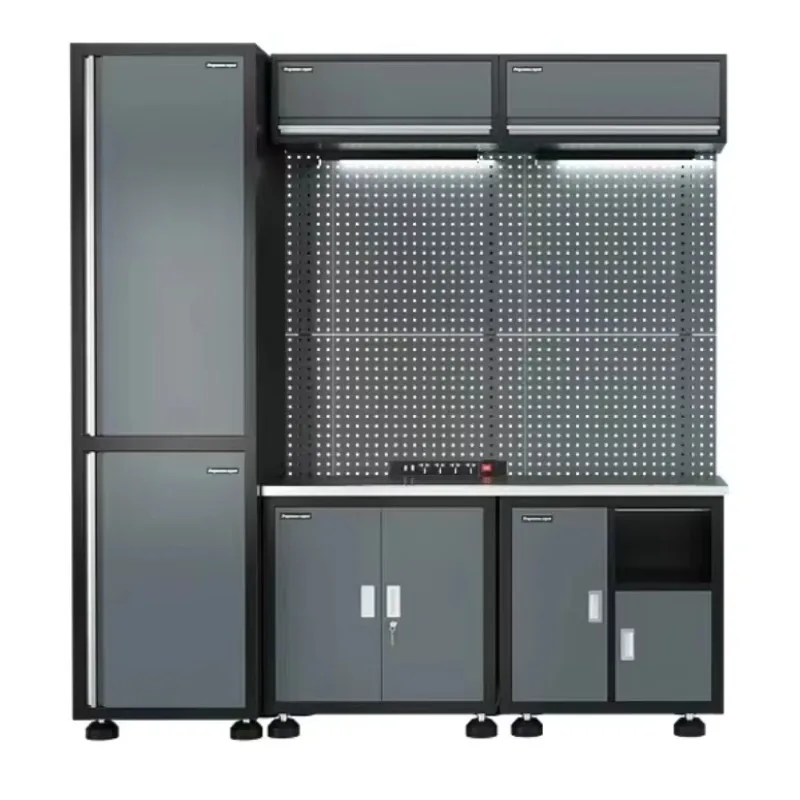 Adjustable Workstation Tool Storage Cabinet  Metal for Use in Auto Repair Workshops Customizable Sizes