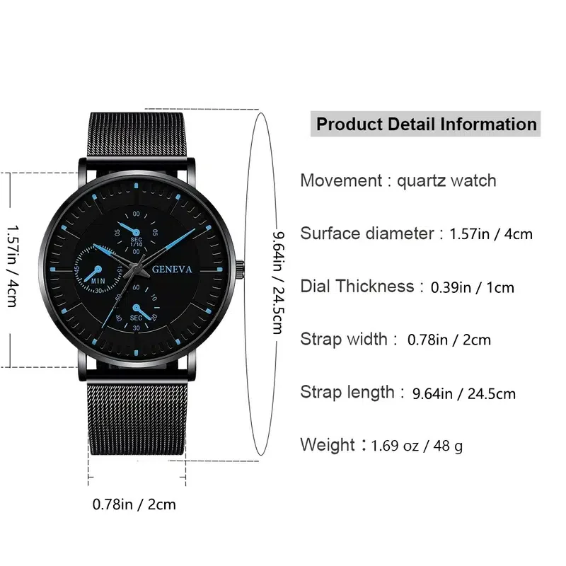 ผู้ชายแฟชั่นนาฬิกาสำหรับ Mens Luxury ตาข่ายเข็มขัดสร้อยข้อมือนาฬิกาควอตซ์ Wen ธุรกิจ Casual Luminous นาฬิกา Reloj