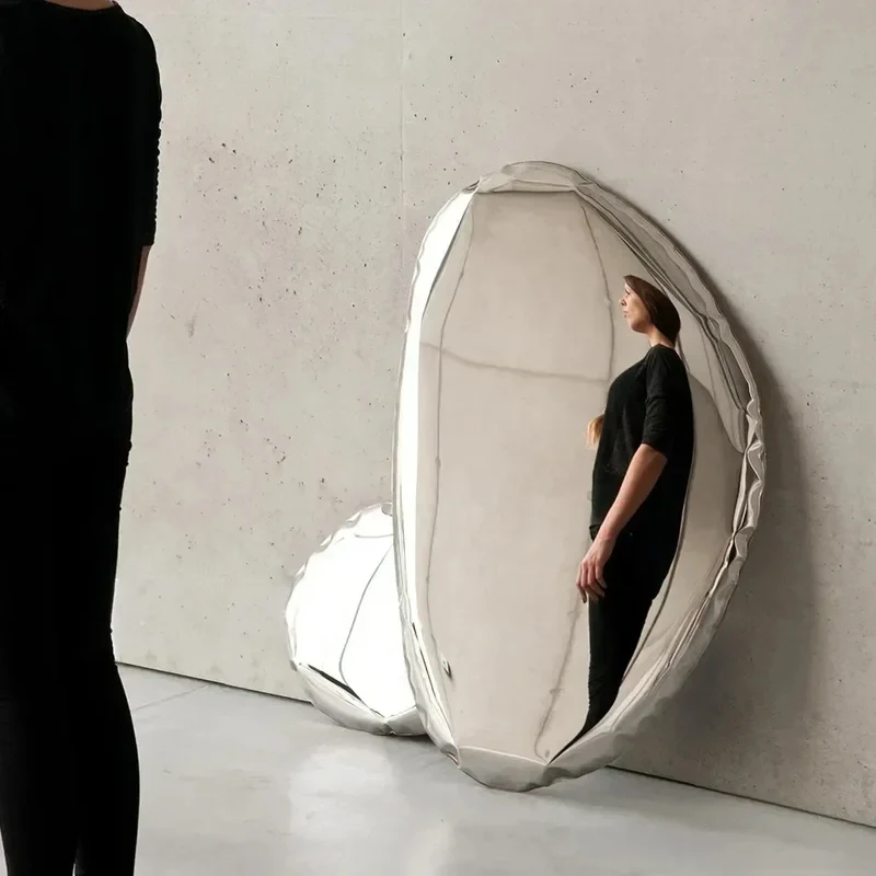 - rdrop-shaped stainls steel art decorative wall hanging style entrance clothing store drsing tle mirror