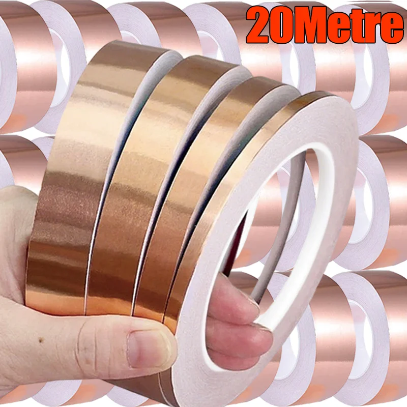 20M Copper Foil Tape Single-Sided Conductive Adhesive Tape Repellent Shield Strip for Guitar Circuit Electrica Repair Tapes