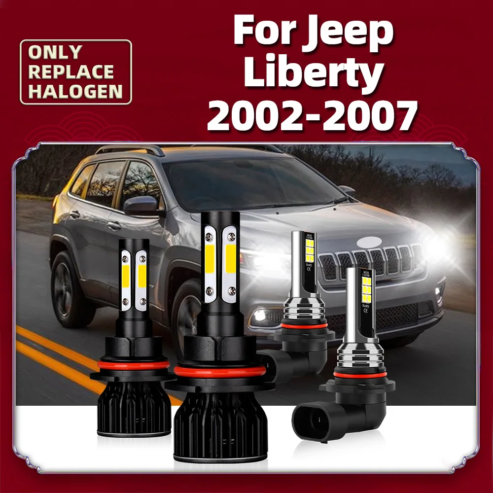 

6000K Car Headlight 360Degree 90W 12000LM Bulbs 9007 Hi/Lo 12V Fog Lamps 9145 For For Jeep Liberty 2002 2003 2004 2005 2006 2007