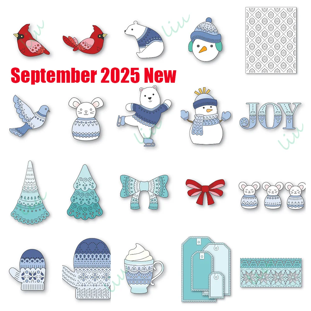 

2025 September New Metal Cutting Dies for DIY Scrapbook Photo Album Diary Handmade Decoration Mitten Mouse Serene Dove Snowman