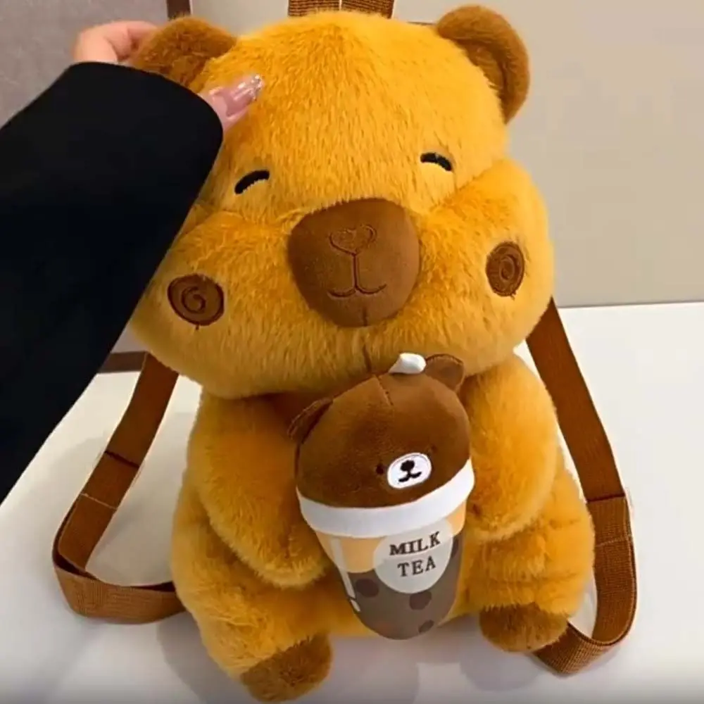 Thickened Cute Capybara Plush Backpack Bear Soft Brown Doll Bag Lightweight PP Cotton Cartoon Daypack Gifts
