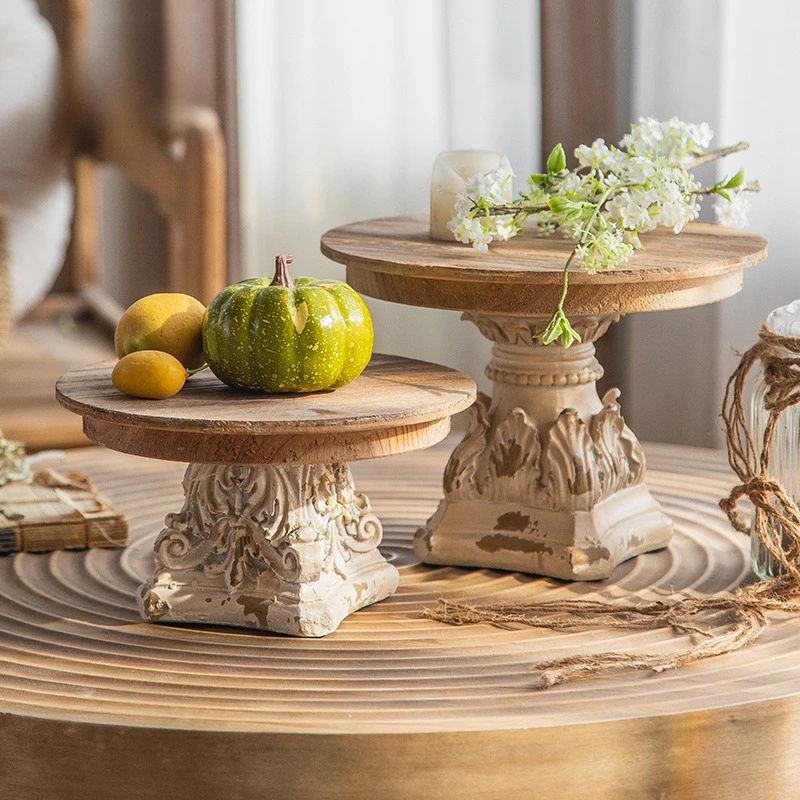 

Modern Round Storage Trays Wooden Fruit Food Luxury Figurines Organizer Aesthetic Ornaments Hospitality Accessories Kitchen