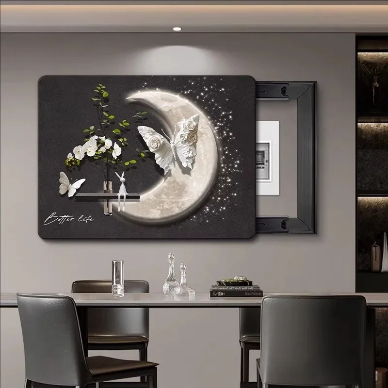 Cream-style 3D Sandstone Decorative Painting for Electric Boxes - A Dining Room Wall Hanging to Cover Meter Boxes and Switch Box