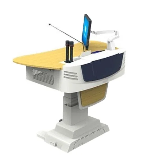 Electric Height Adjustable Lectern Foldable Standing Desk Office Mobile Lifting Workbench Stopper Ledge Computer Desk