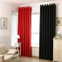 Modern Red Black Blackout Curtains For Living room Polyester Fabric Thick Three-layer Black Silk Shade Window Drapes Wholesale