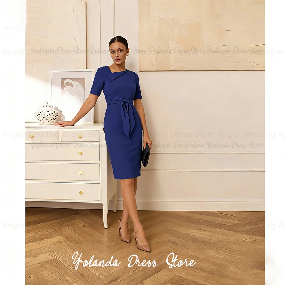 

Yolanda Customized Simple Mother of Bride Dresses 2026 Women’s Asymmetrical Short Bow Dress Gown Dress Formal Evening Gowns