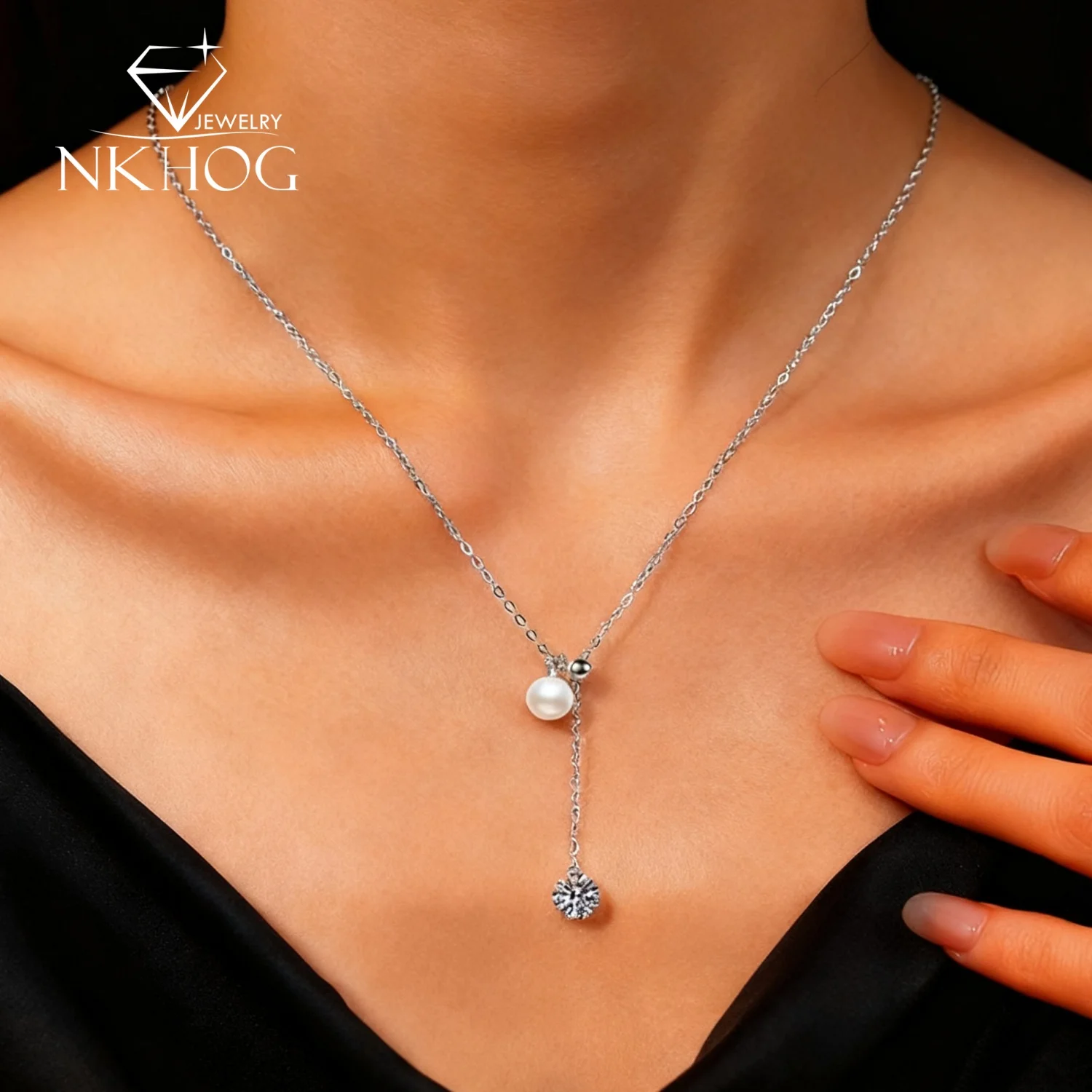 

NKHOG настоящий муассанит кулон ожерелья женские стерлингового серебра 925 пробы лабораторный бриллиант свадебная вечеринка цепочки с кисточками ювелирные изделия сертифицированные