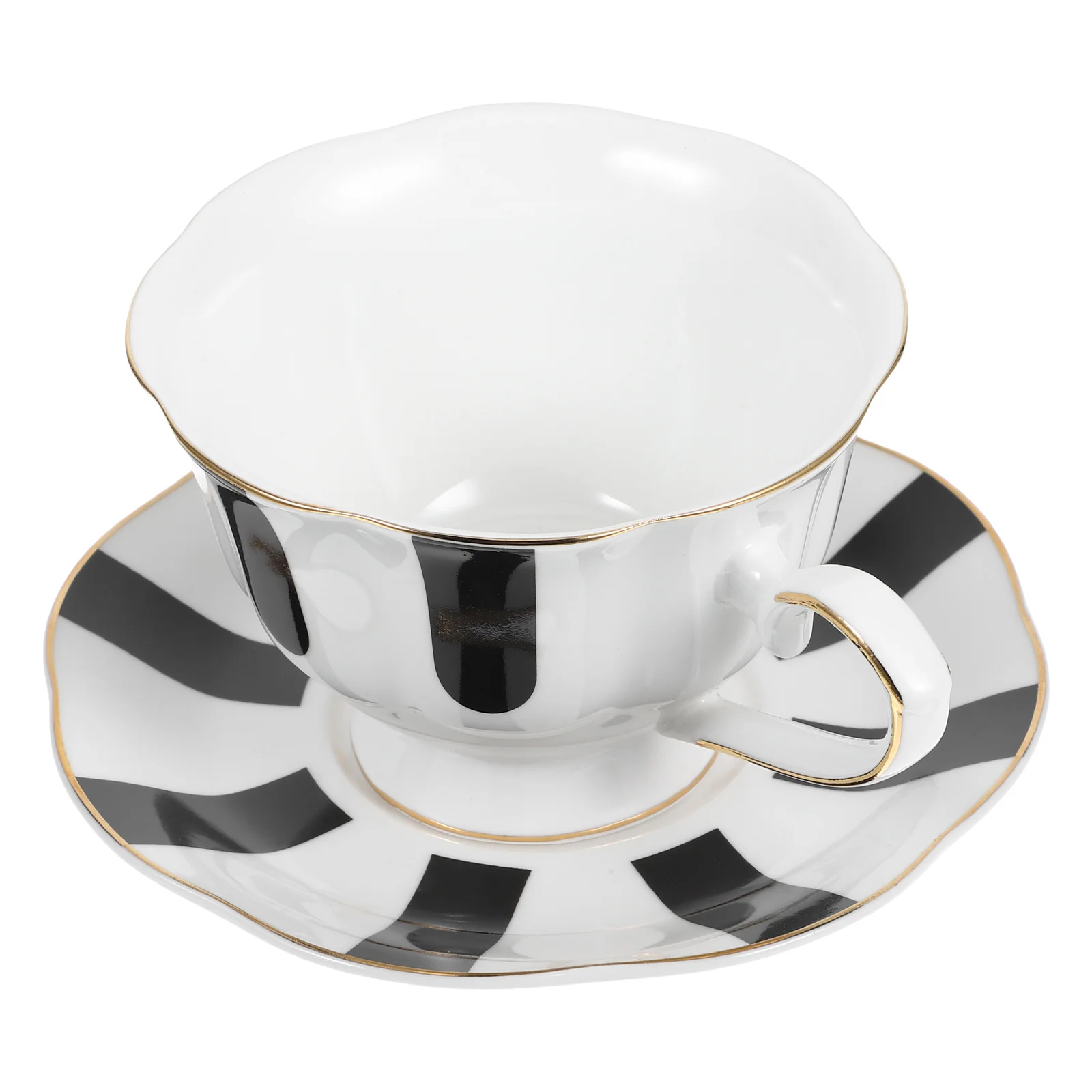 

1Set Coffee Cup Set Vintage Style Ceramic Tea Cup Smooth Edge Porcelain Milk Mug for Home Office Use Black Ceramic Drinking