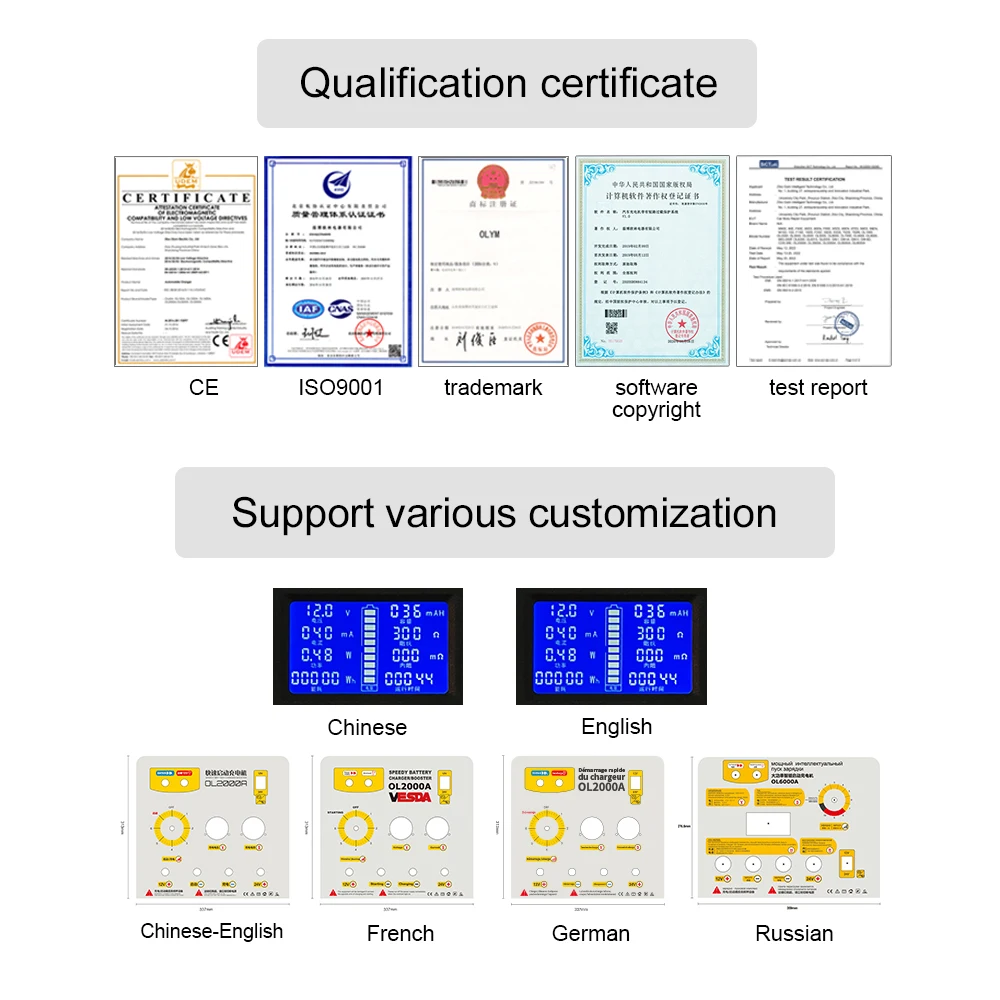 2000A التلقائي شاحن بطارية السيارة آلة شحن سريع شاحن بطارية وبداية الانتقال 12 فولت 24 فولت للسيارة