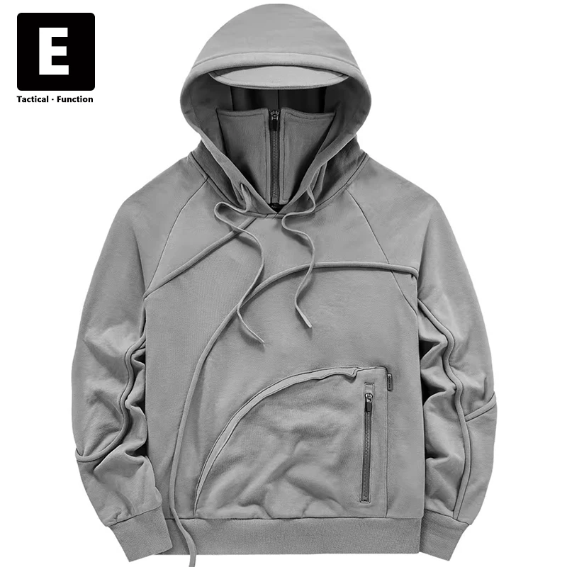 Techwear Hoodies Men Streetwear Cargo Hoodies Spring Autumn Loose Pullover Male Function Design Hooded Sweatshirt