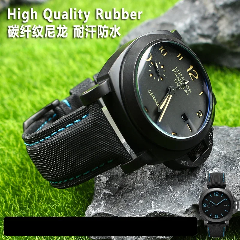 Nylon Carbon Fiber Watchband For Panerai PAM1661 441 watch GT2 Magic2 BELL ROSS 22/24/26MM Blue black Watch Strap band bracelet