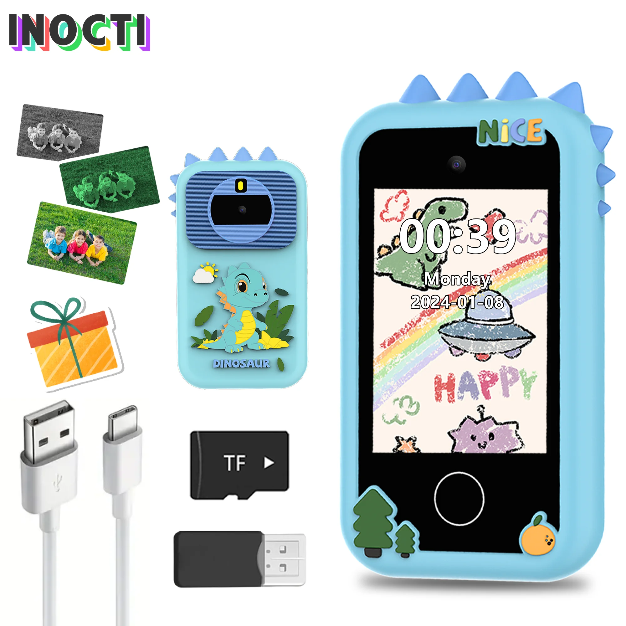 2026 Kids Smart Toy Phone Toddler Educational Dual Camera Music Player Anti-Drop Christmas/Birthday Gift fun games toddler phone