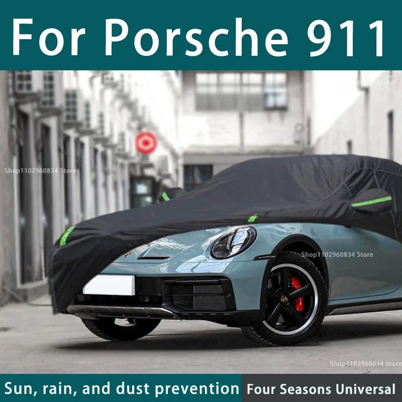 For Porsche 911 210T Full Car Covers Outdoor Sun Uv Protection Dust Rain Snow Protective Anti-hail Car Cover  Auto Black Cover