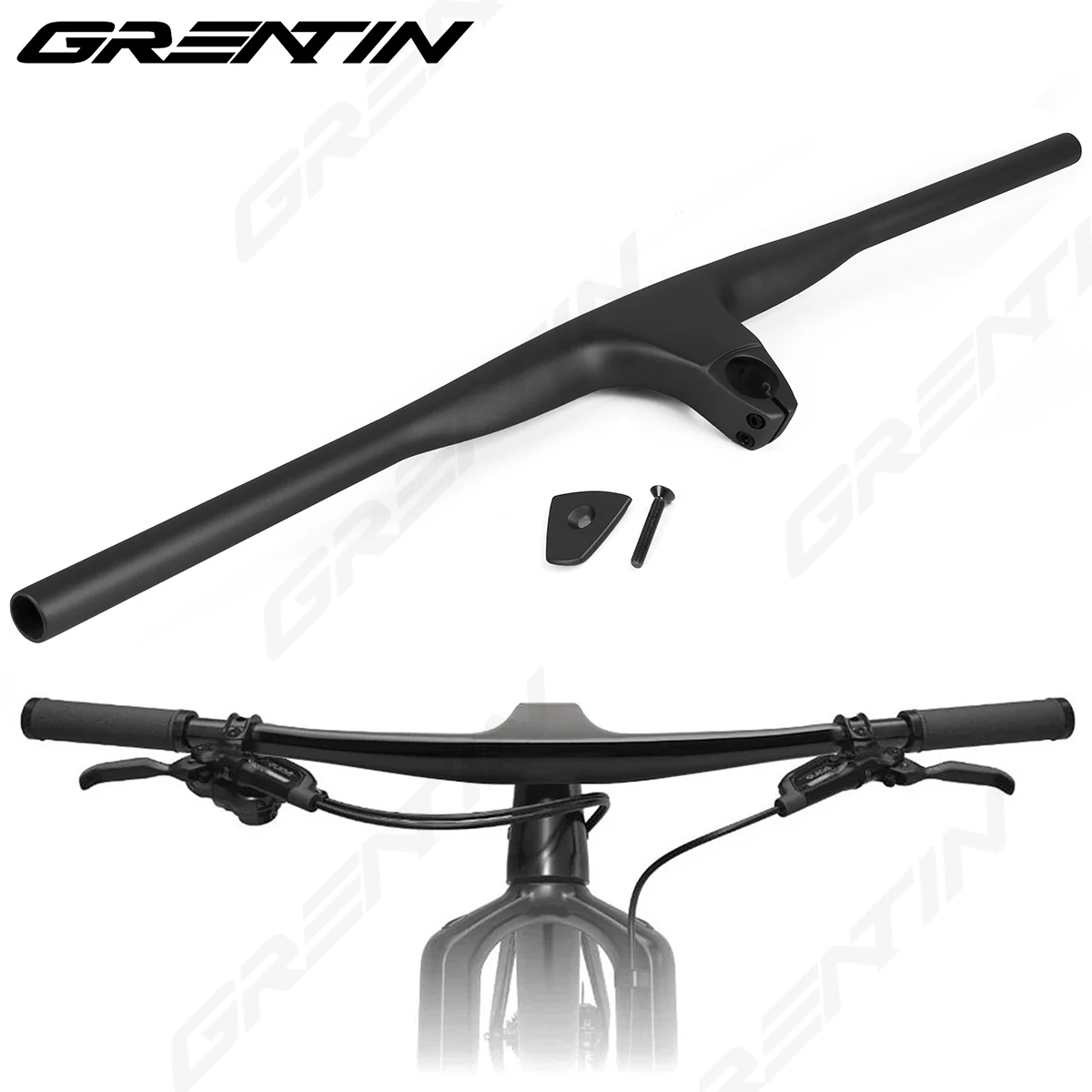 MTB Integrated Carbon Handlebar  -17° Stem 60-90MM For Efficient Integrated Handlebar For MTB (XC, Marathon) 740MM