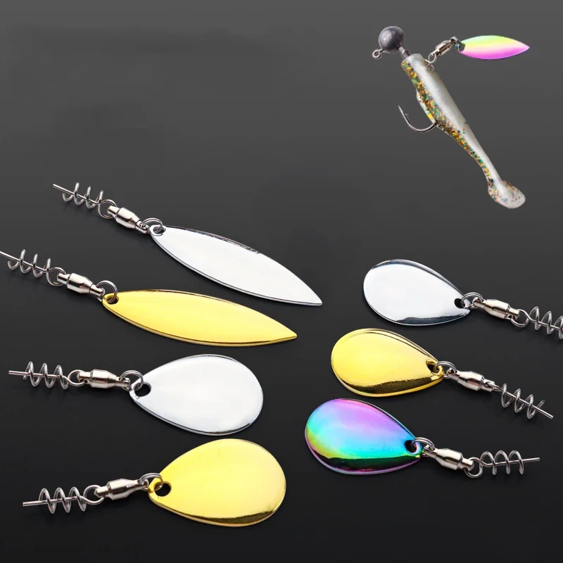 Fishing Lure Accessories Hard Soft Lure DIY Rotation Sequins Spoons Salix-Leaf Water Drop Shape Compound Bait Lot 4 Pieces SALE