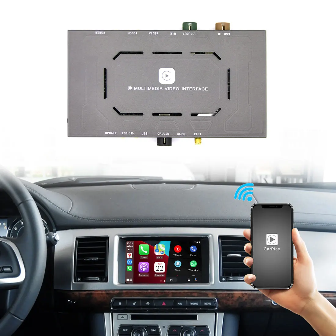 Wireless Apple CarPlay for Jaguar XE XF XJ XJL F-Pace 2012-2018 Android Auto CarPlay Module Mirroring Front Rear Camera