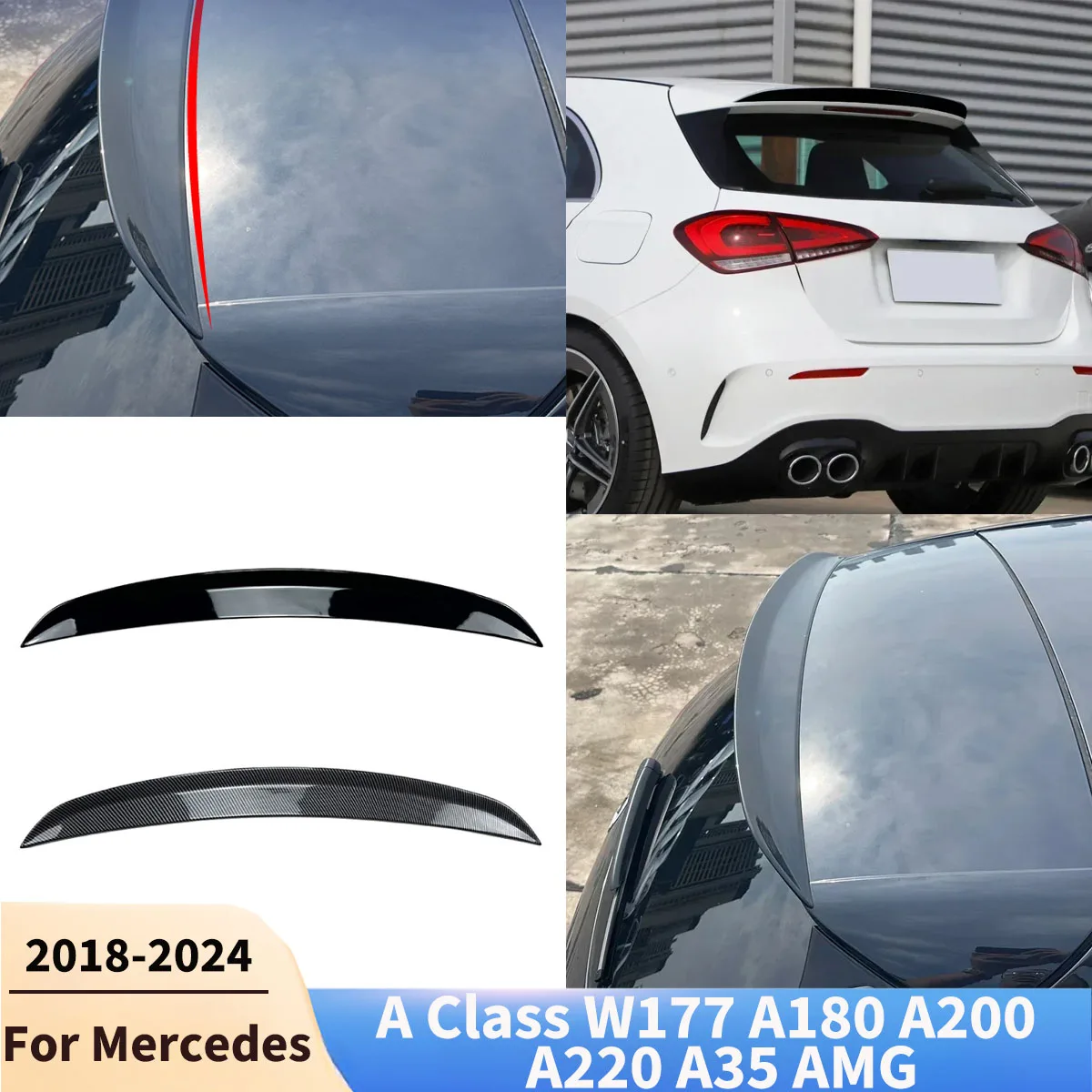 

Для Mercedes A Class W177 A180 A200 A220 A35 AMG 2018-2024 задний спойлер на крышу задние крылья автоаксессуары кузовные комплекты тюнинг