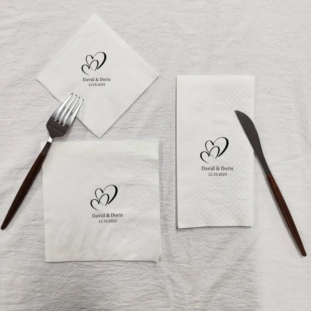 70pcs Custom Bulk Paper Napkins,Wedding Cocktail Napkins,Anniversary Engagement Printed Design Napkins,Minimalist Wedding Decor