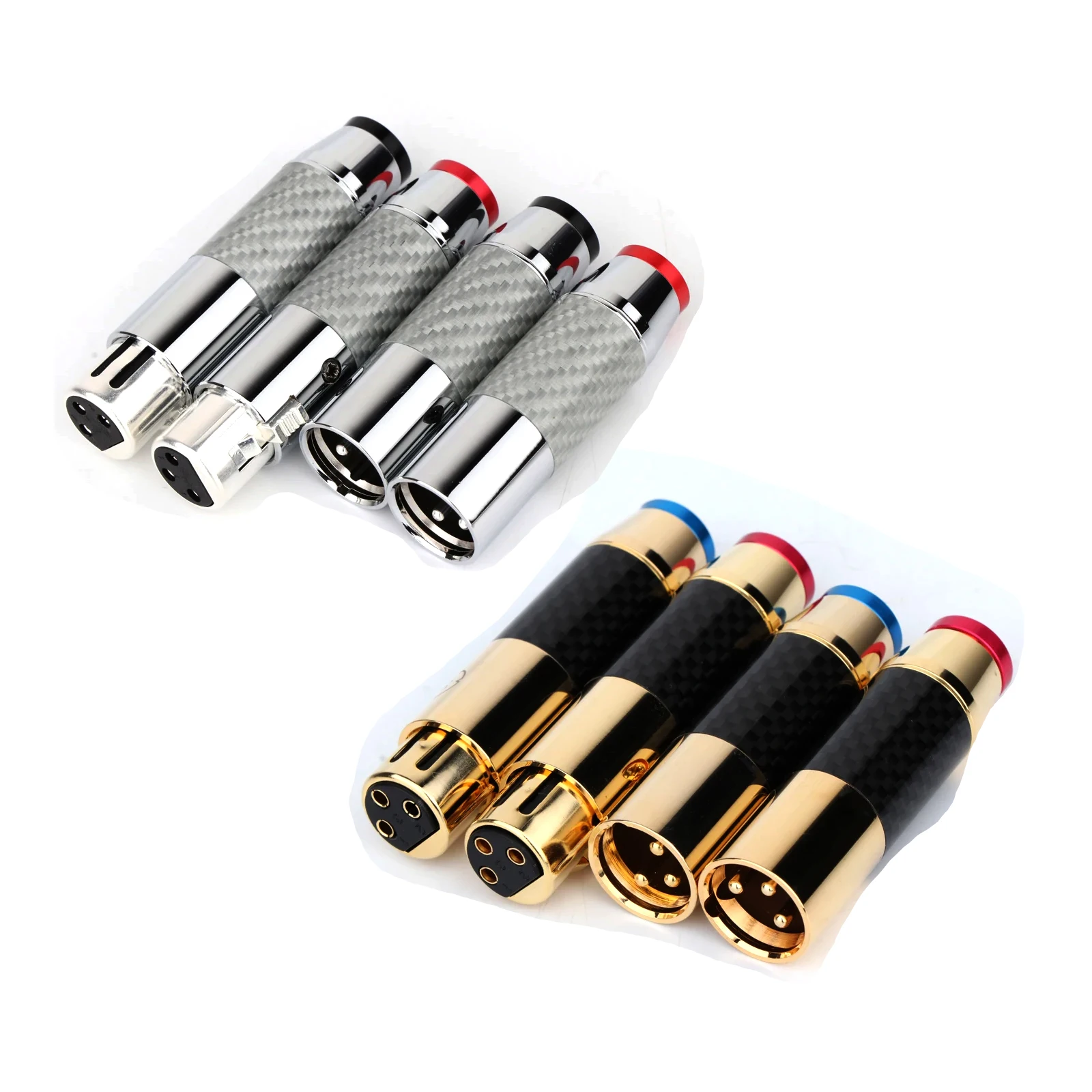 XLR Male Female Connector Set - HIFI Balanced Audio Plug with Gold Plating & Carbon Fiber, High Quality X1802 X1803
