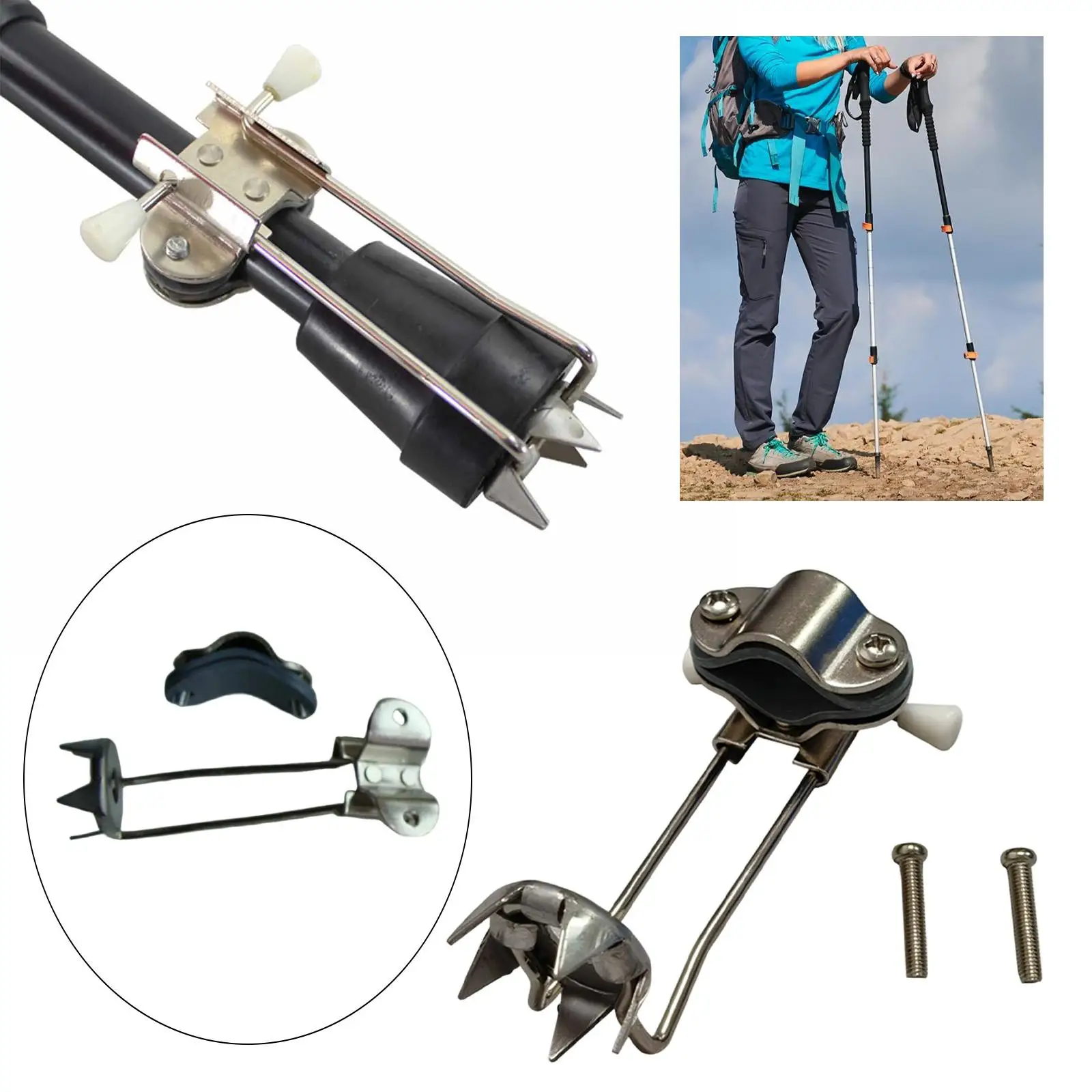 Outdoor Trekking Pole Tip Non Slip 5 Prong Cane Crutch Replacement Tip for Ice Snow Walking Hiking Stick Winter Accessory