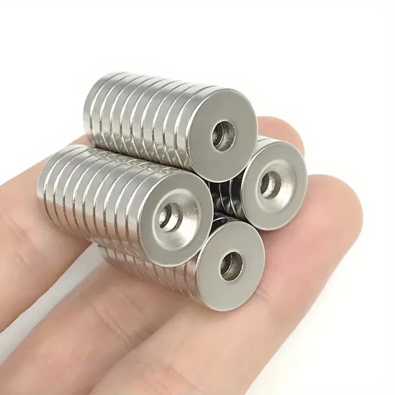 20 piezas/juego de imanes redondos pequeños con orificio hueco – Imán de disco de 15x3 mm, orificio de 4 mm
