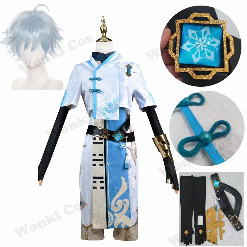 Chongyun Cosplay Kostuum Pruik Gameimpact Liyue Chong Yun Cosplay Kostuum Voor Mannen Jongen Outfits Kostuums Volledige Set