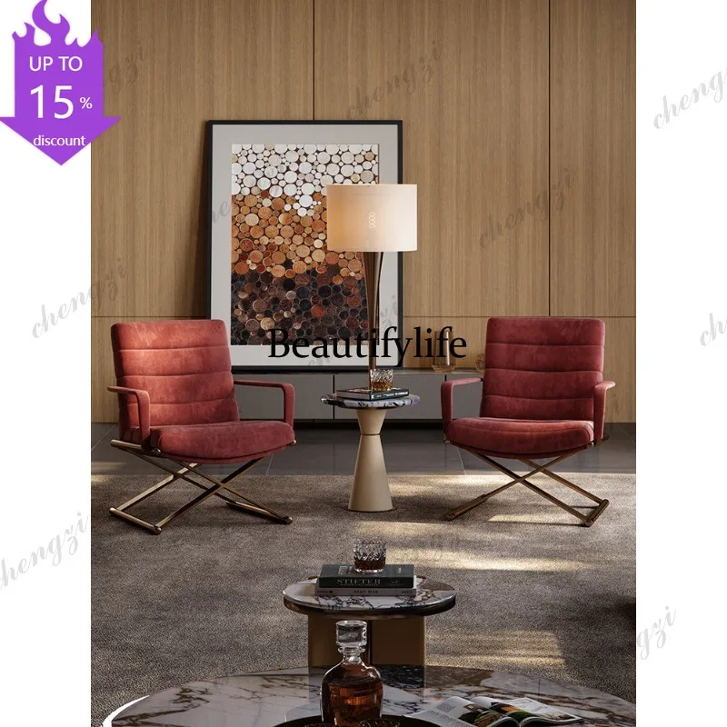 EE182 leather sofa chair large flat floor living room high-end new leisure sofa single chair