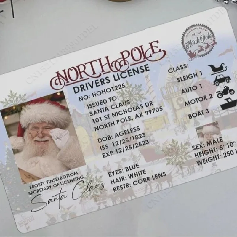 Card Santa Claus Flying Licence Christmas Eve Driving Licence Christmas Gift For Children Kids Christmas Decoration