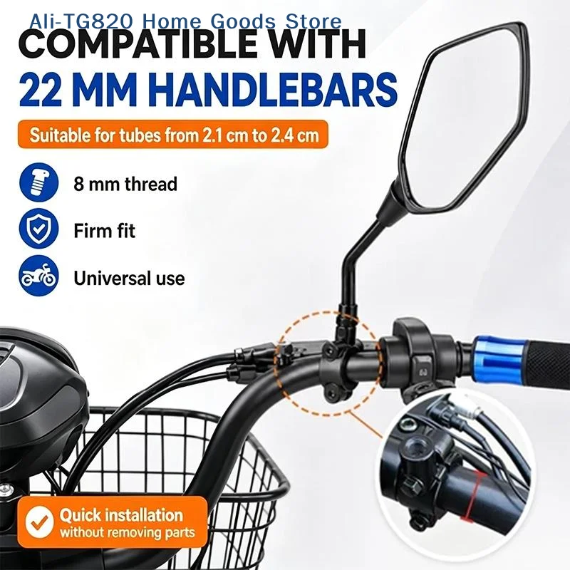 [TG820]2Pcs Rearview Mirror Support Clamps For Motorcycle/Bicycle Handlebars 22mm 7/8