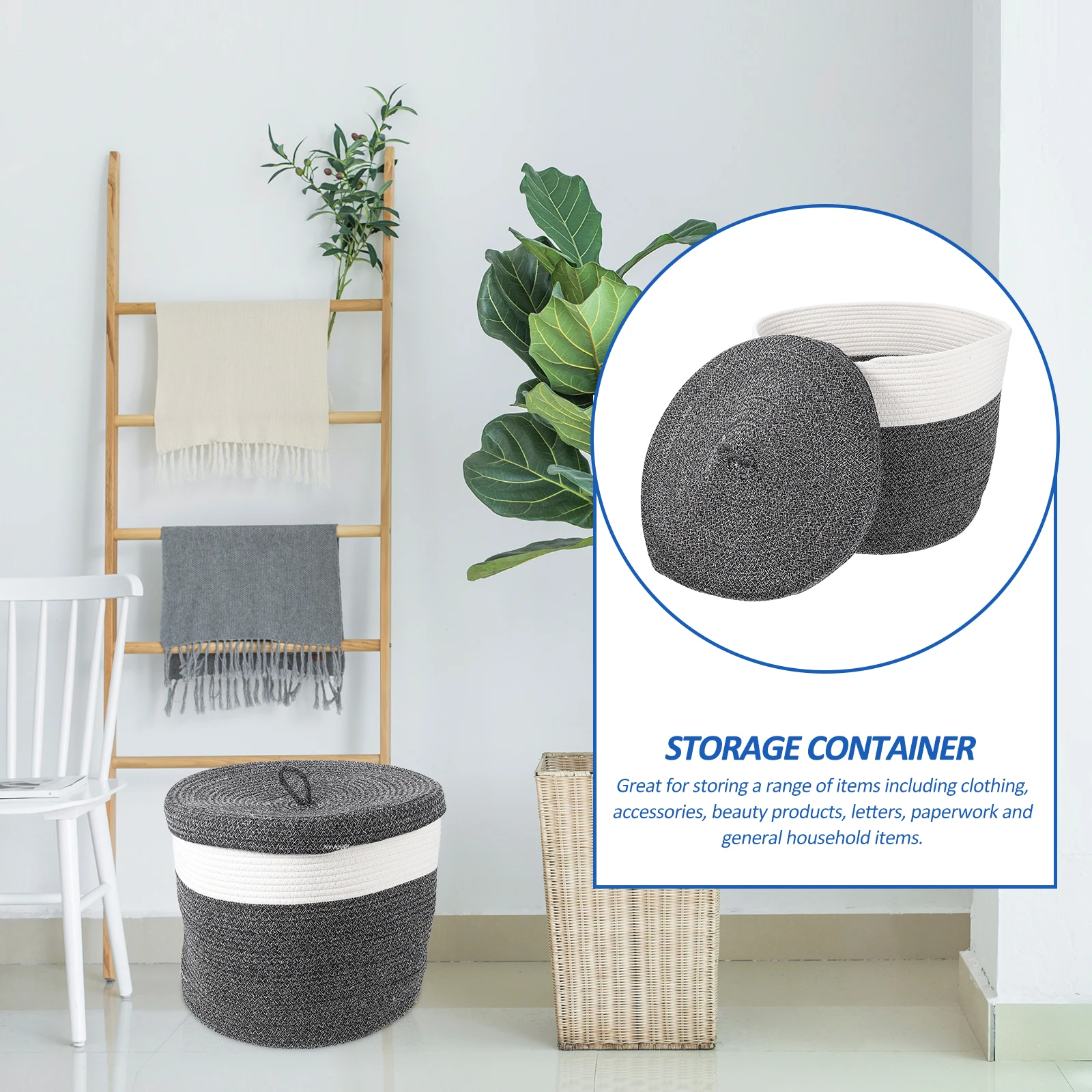 

Large Capacity Storage Basket Cotton Rope Material For Clothes Sundries Home Organizing Box Multifunctional Household