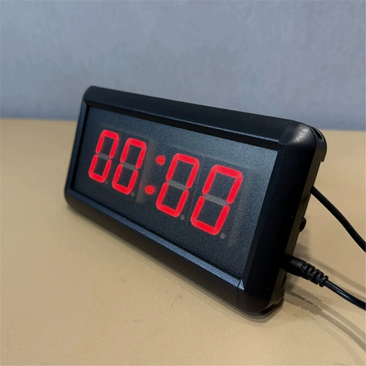 DT75BG EU Plug LED Countdown Stopwatch Digital Wall Clock with Button Remote Control, Reset to Race Timer 6CM Small Button