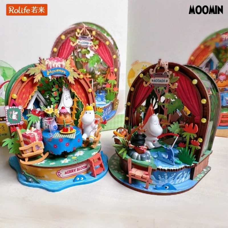Rolife Moomin Valley Wooden Building Blocks Moomin House Assembly Model Garden Party Forest Camp Desktop Ornament Toy Gifts