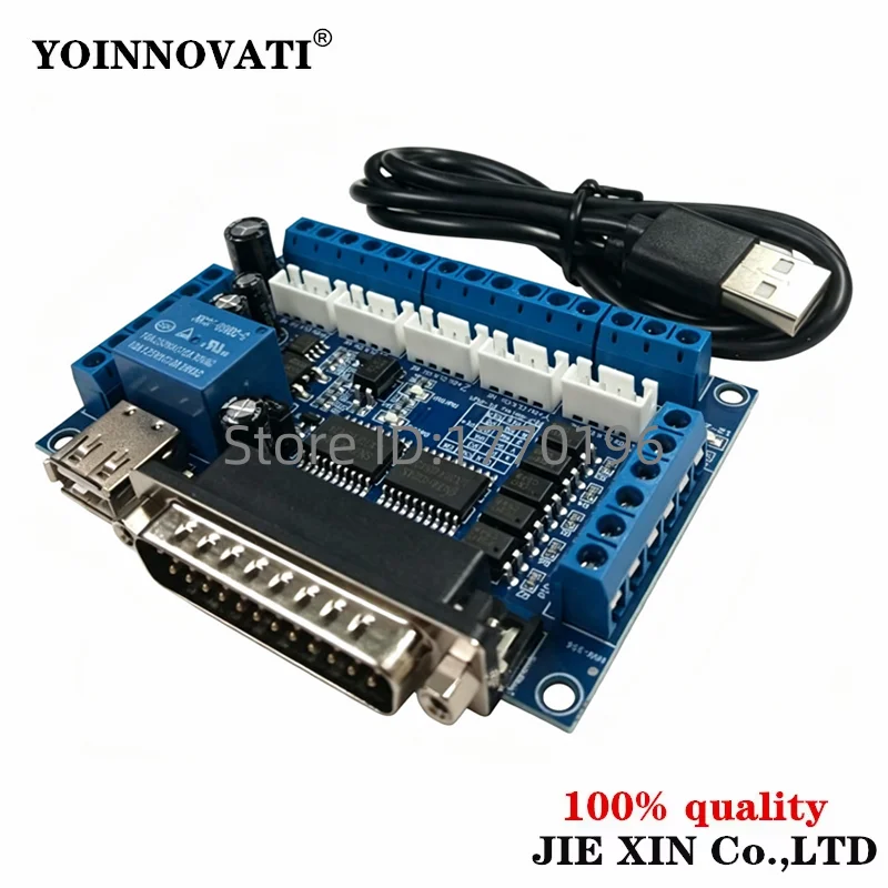 MACH3 5 Axis CNC Breakout Board Stepper Motor Driver Module Optocoupler Isolated Engraving Machine Board 12V-24V With USB Cable