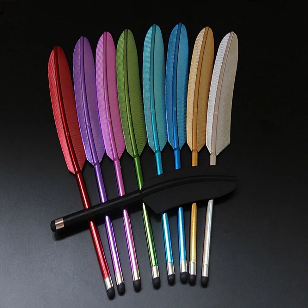 5 قطعة قلم شاشة اللمس بالسعة تصميم الريشة المعدنية للهاتف اللوحي السلس الجلد اللمس دائم موصل تلميح مختلط الألوان #4