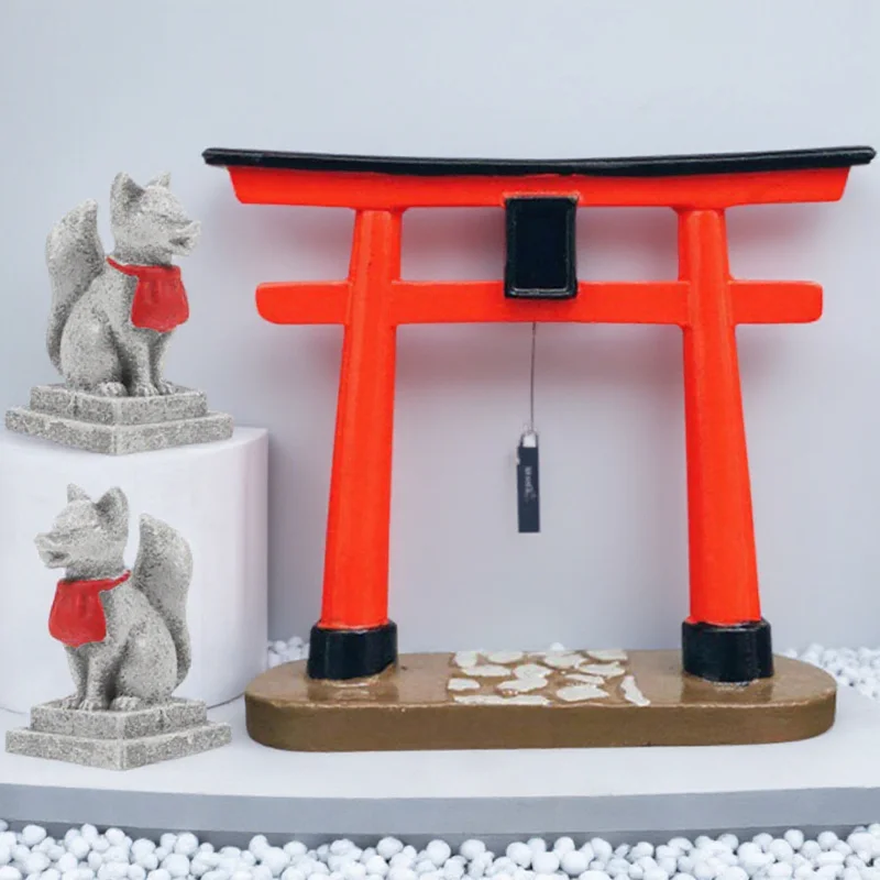 

POPETPOP Japanese Shinto Torii Gate 3pcs Resin Aquarium Mini Decoration Figurine Ornament Shrine