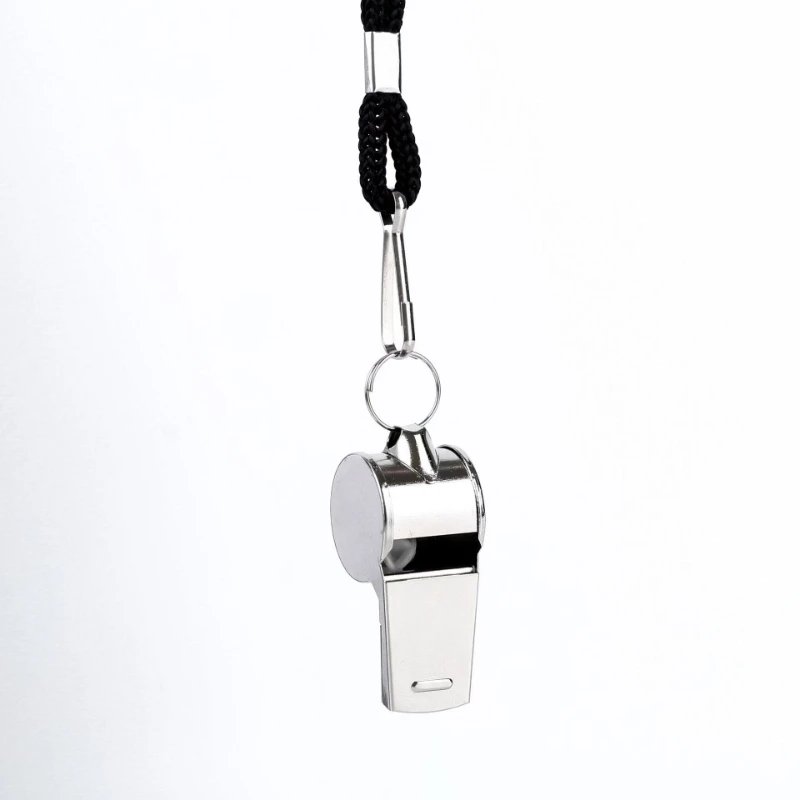 

Свисток судьи с ремешком из нержавеющей стали, громкий, четкий звук, высокочастотный, для спорта на открытом воздухе, 1 шт.