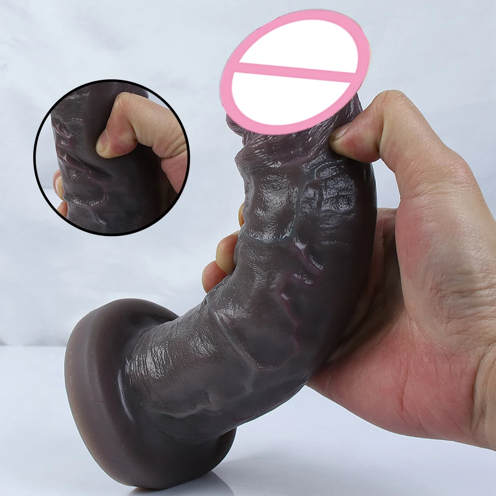 Black Skin Realistic Anal Dildo Soft Big Penis Adult Strapon Suction Cup Cock Male Artificial Man Women Dick Sex Toys For Vagina