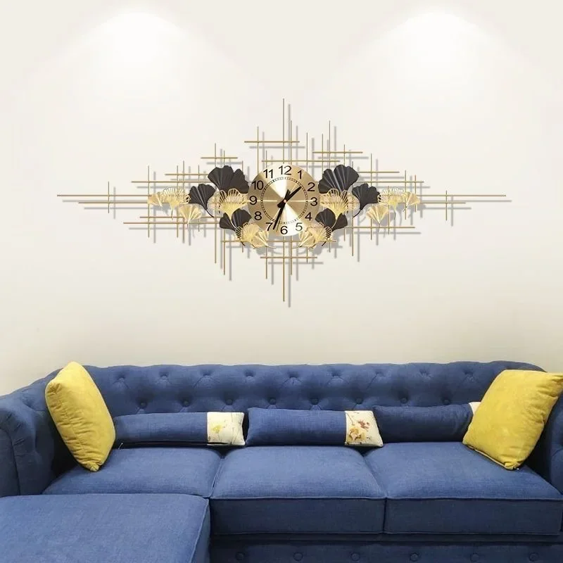 Wall clock collection dining room living room modern light luxury decorative clocks dining room wrought iron clock hanging paint