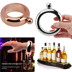 1Pc 3.5oz Stainless Steel Drinkware Accessories for Whiskey Vodka Alcohol Round Chic Hip Flask Bracelet Wine Bottle Bangle