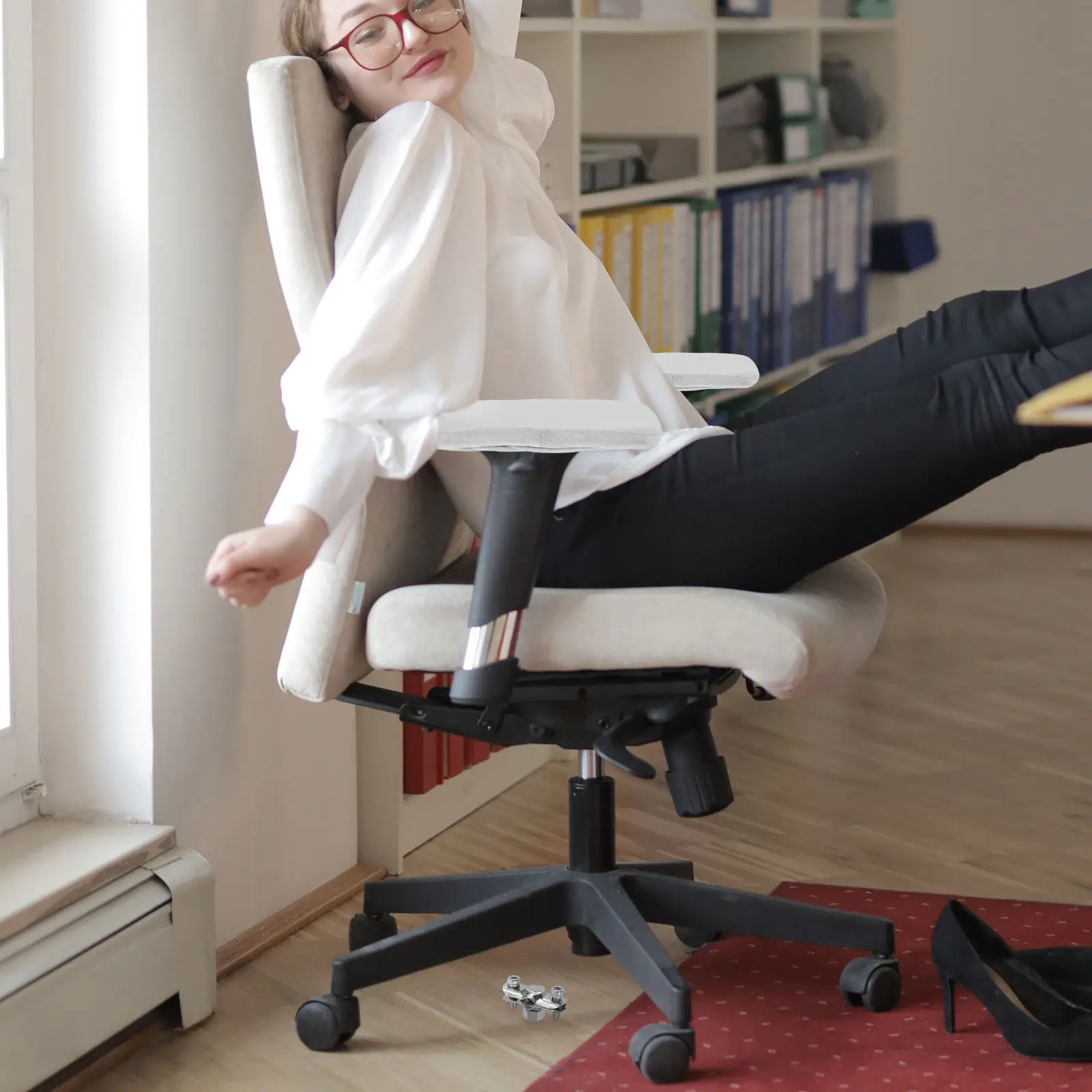 2Pcs Office Chair Saver Kit M8 Tube Clamp with Cushion Support Prevents Sinking Enhances Stability Comfort Aesthetic Office