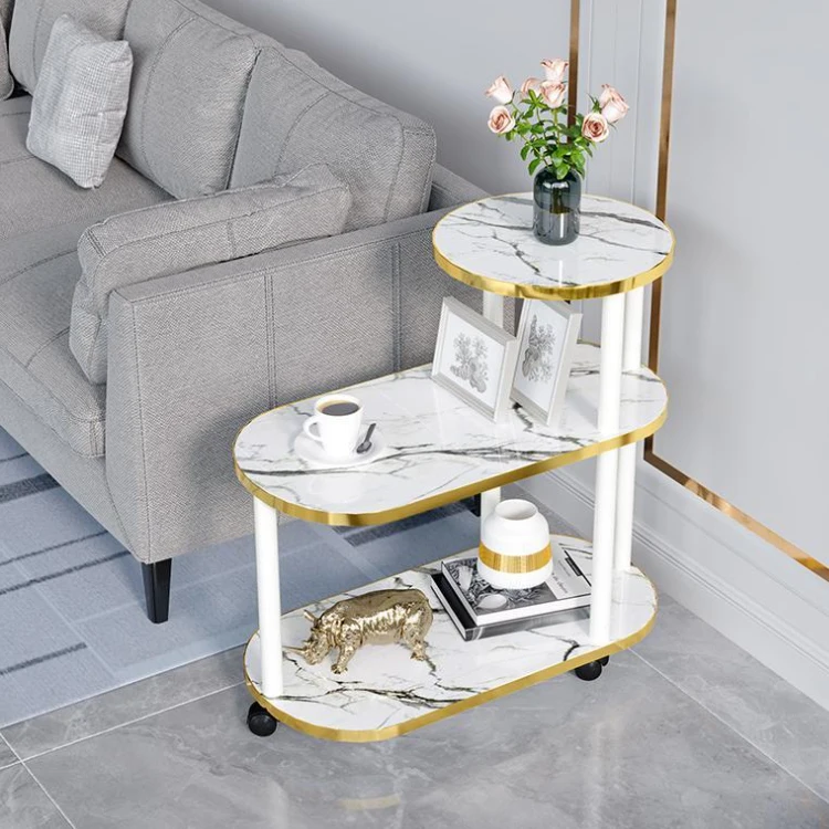 Modern Nordic Style Light Luxury Simple Living Room Multi-Layer Side Table Sofa Coffee Table Small Apartment Household