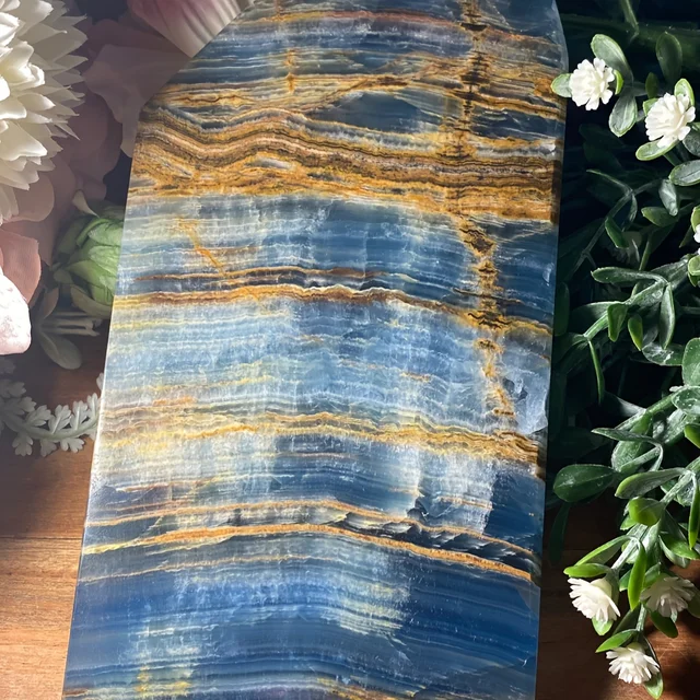 1PC Blue Onyx Slab - Irregular Long Slate Bohemian Style Mineral Slice for DIY Crafts, Jewelry Patterns, Ornaments, DIY Jewelry 2