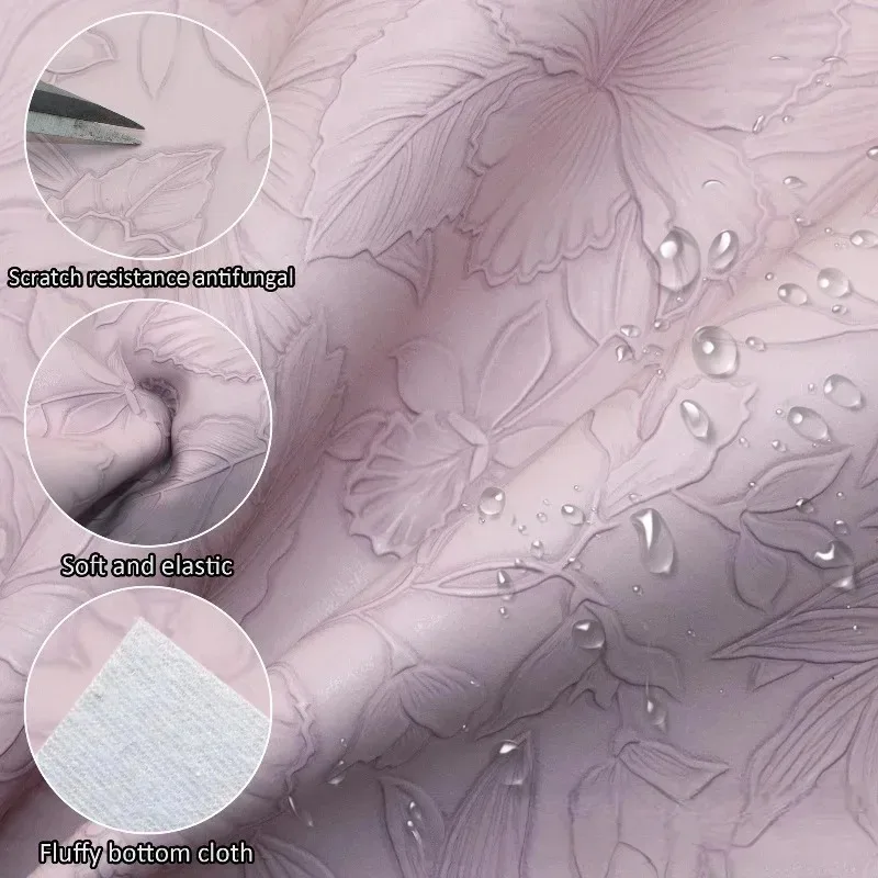 Leather Fabric Patch Matte PU No Adhesive Artificial Leather 3D Texture Flower Pattern Handmade Sewing for Bag Wallet Earring