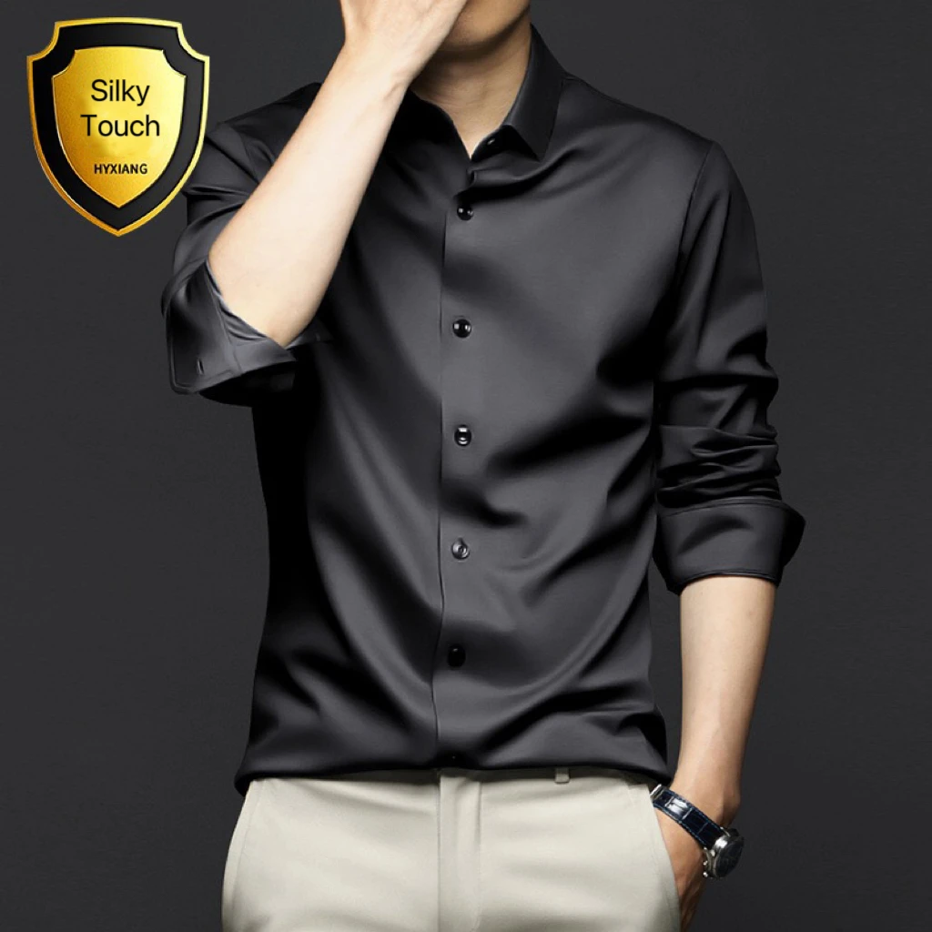 1pcs Four Seasons Men's Shirt Long Sleeve Non iron Wrinkle Resistant Business Dress High end Professional Casual Suit Shirt